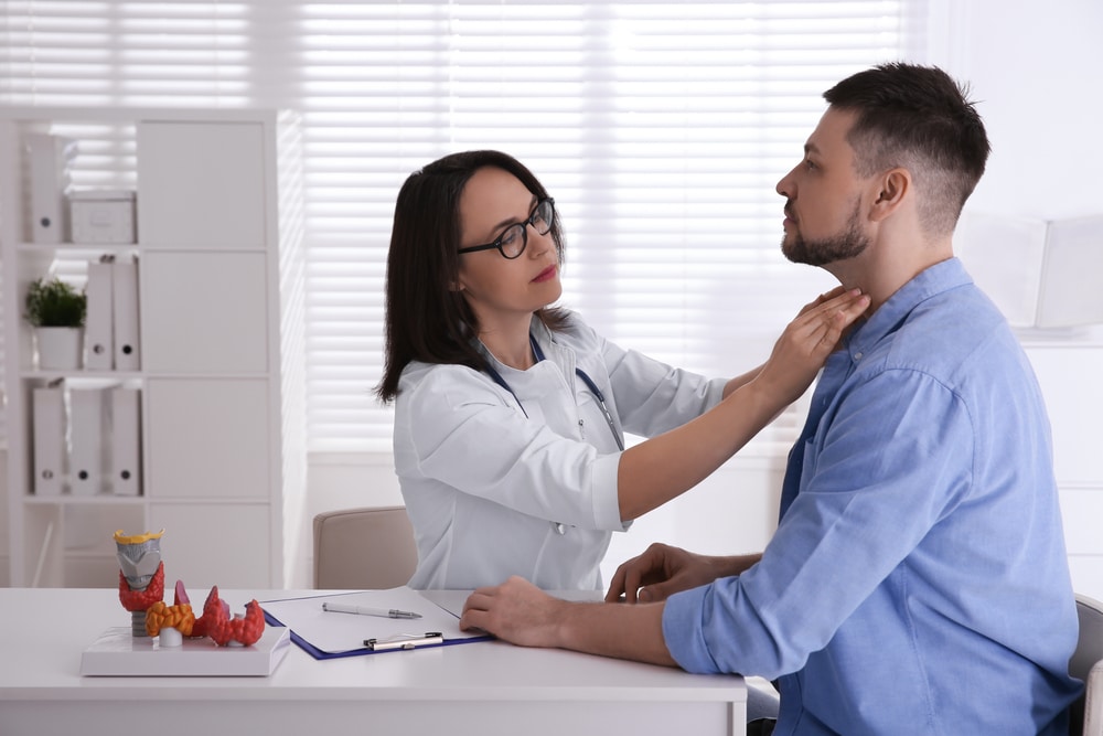 Doctor,Examining,Thyroid,Gland,Of,Patient,In,Hospital Endocrine & Metabolic in Fairfax, South Riding, Merrifield, & Tysons, VA